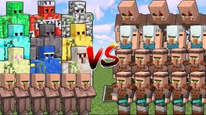 Рейд стражника - Деревенские жители против Голема - охранника - Битва мобов в Майнкрафте с модами