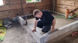 Стены ванной из газоблока на клей-пену — стройка в старом доме #хочувдеревню #хутор