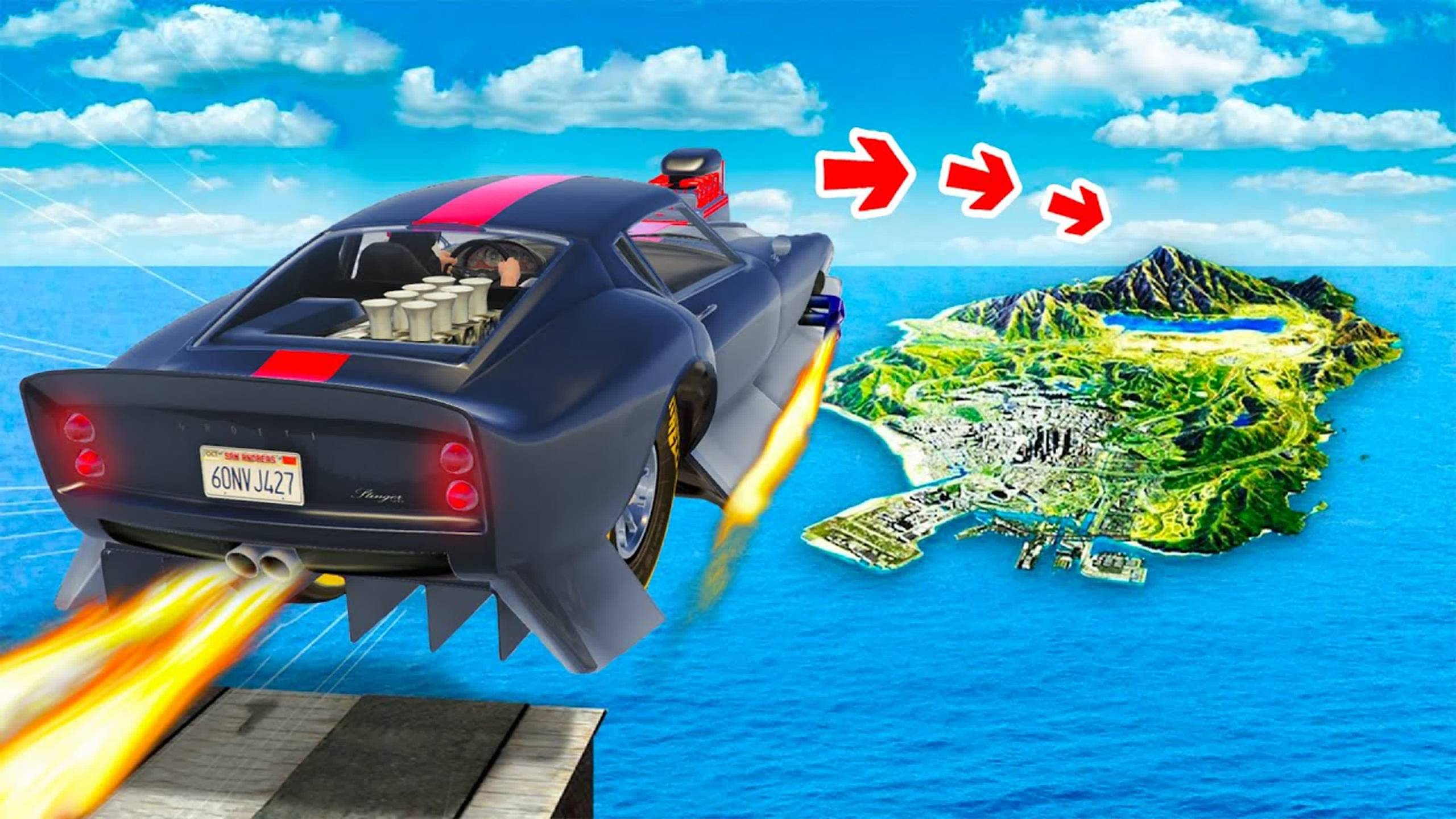 Сможет ли самая быстрая машина перелететь всю карту в гта 5 ? - эксперимент в gta 5 смотреть онлайн