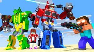 ПАРНИ-ТРАНСФОРМЕРЫ против Херобрина и мародеров! - Анимация Майнкрафт