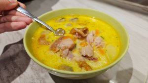 Сырный Суп с Копченой Курицей