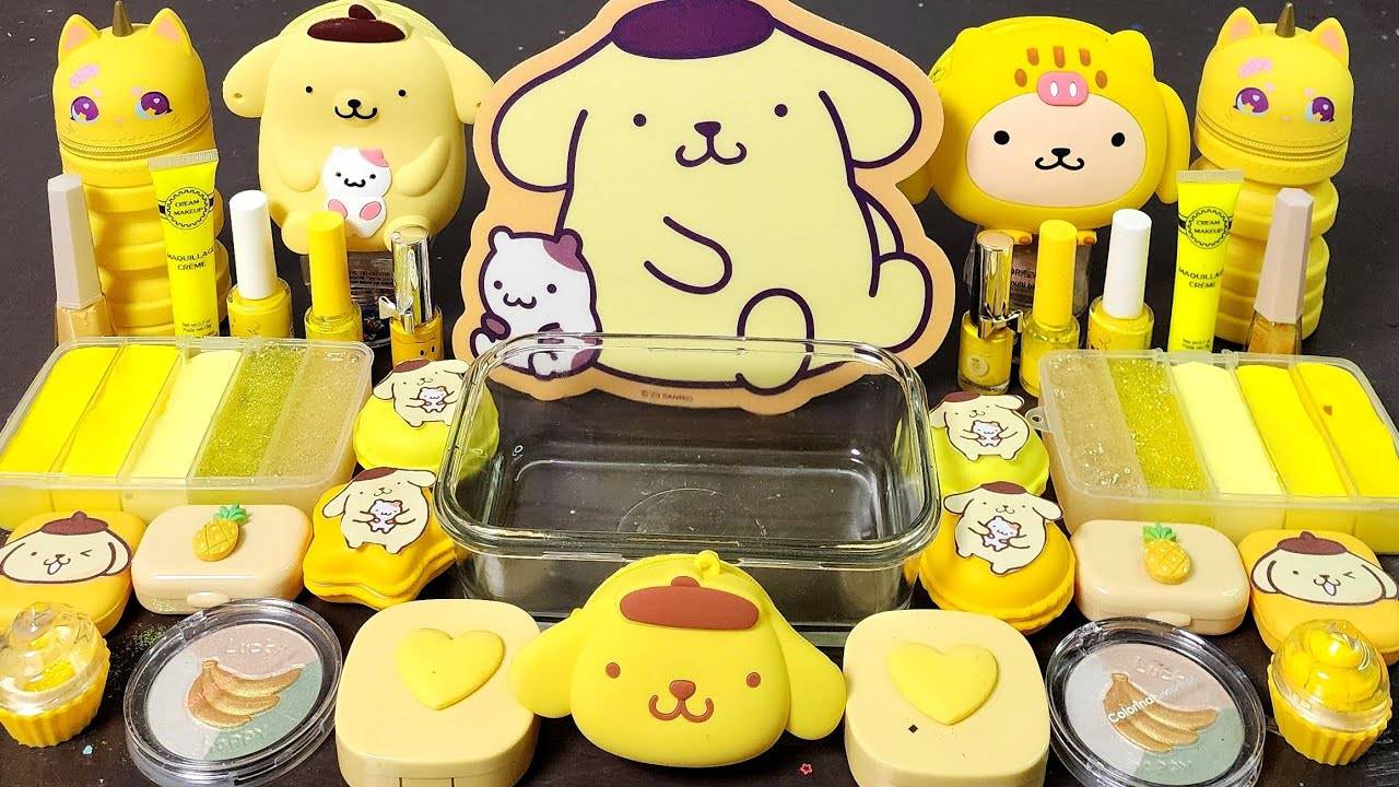 ASMR POMPOMPURIN Slime Смешивает макияж, детали, блестки в слайм, ASMR Видео смотреть онлайн
