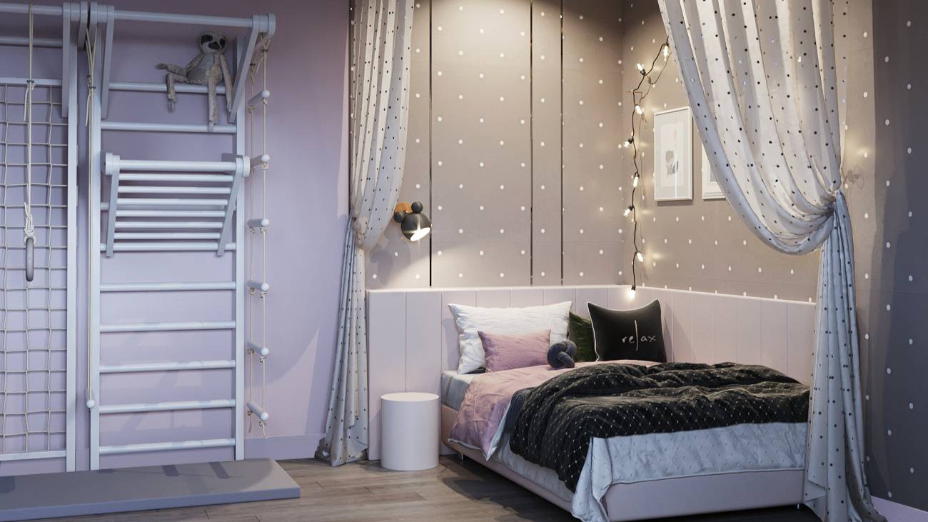 Комната в пудровых оттенках