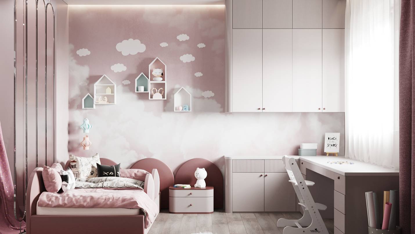 Комната для девочки. Дизайн проект дома в поселке 