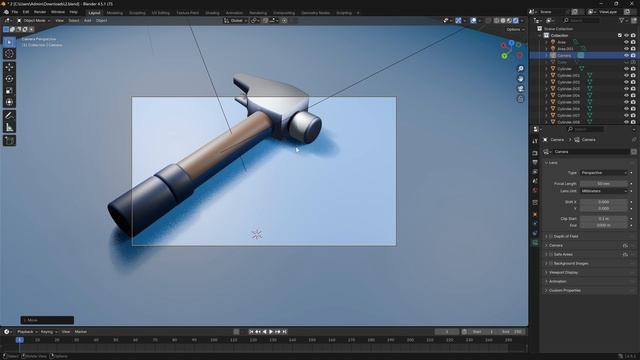 Рендеринг модели молотка в Blender