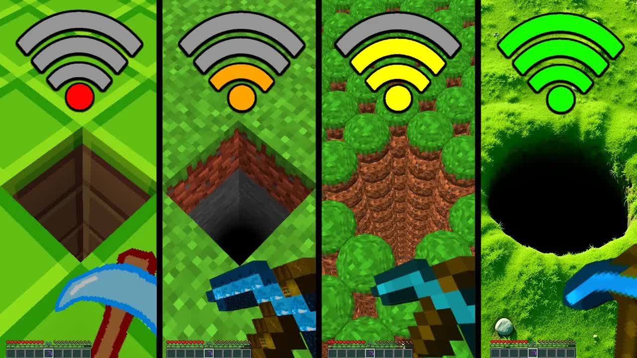 Копаем вниз с помощью Wi-Fi в Майнкрафте с модами на графику смотреть онлайн