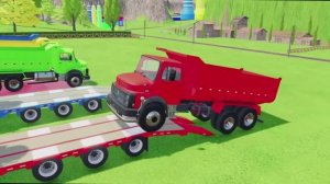 МУЛЬТИКИ ПРО МАШИНКИ.  Автовоз перевозит бетономешалку и грузовичок. Яркий мульт