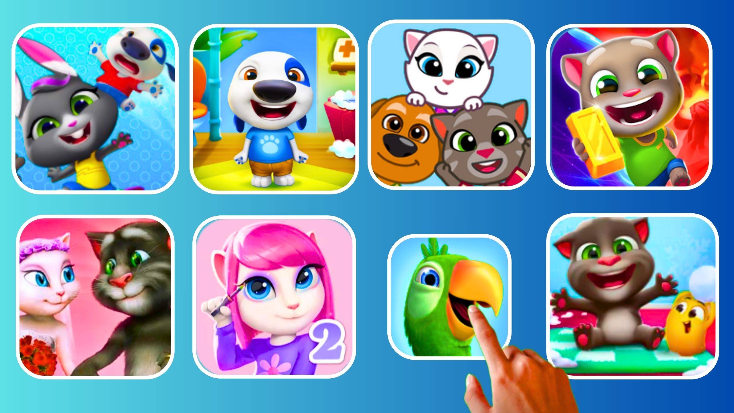 My Tom's Love Letters, My Talking Angela 2, Talking Pierre the Parrot, My Talking Tom 2, Jigty. смотреть онлайн