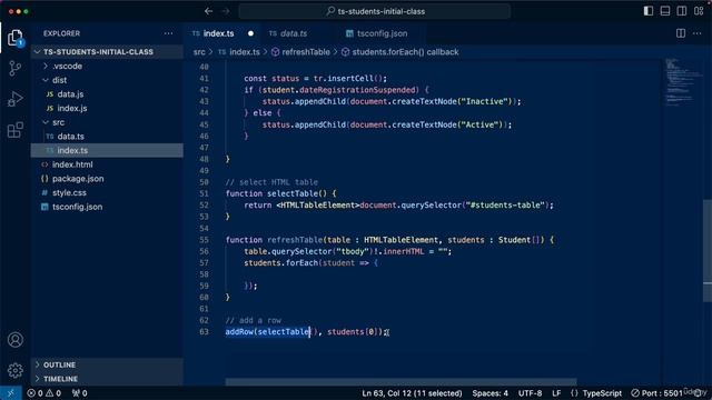 6. Table Update Function