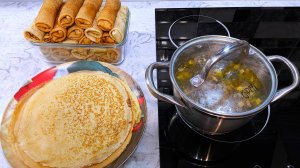 Влог. Днем сплю, ночью готовлю! Блины с квашеной капустой и яйцом. Грибной суп с фрикадельками.