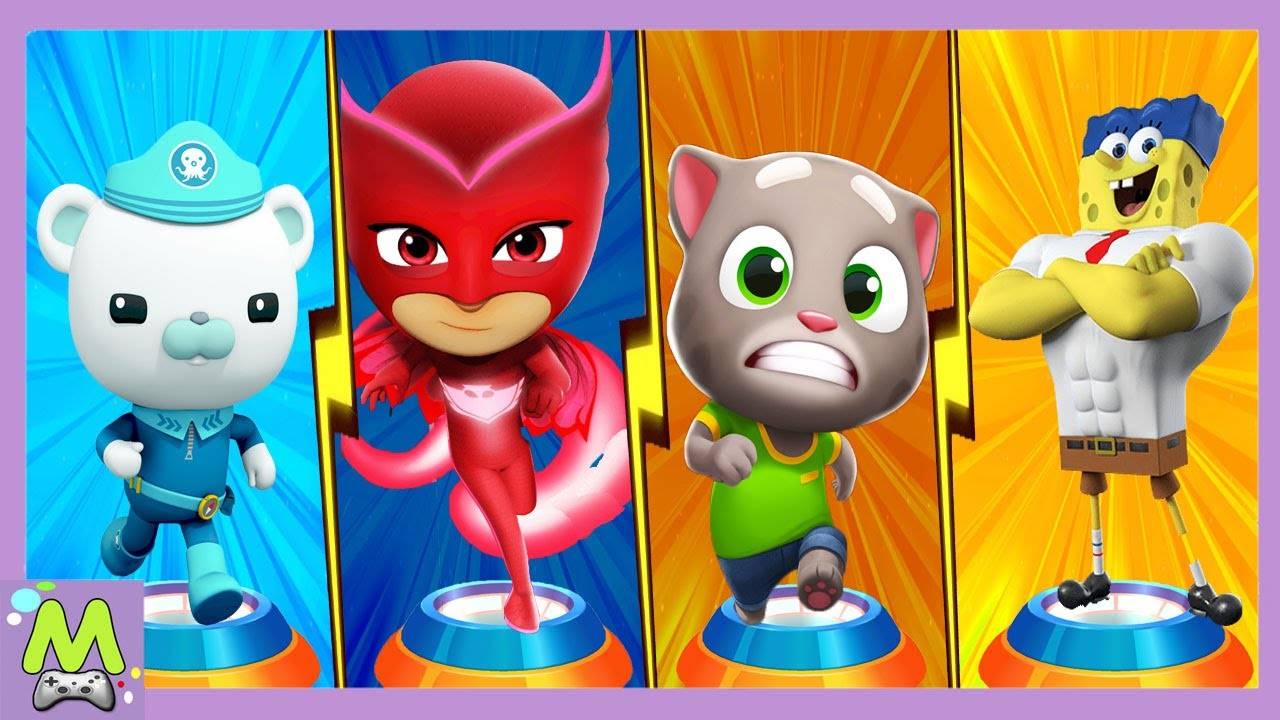 Говорящий Том vs Герои в Масках vs Октонавты vs Губка Боб.Герои Мультиков в Гонках на Скорость смотреть онлайн