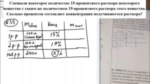 Смешали некоторое количество 15-процентного раствора некоторого вещества с таким же количеством 19-