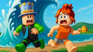 Я с подругой попали под ЦУНАМИ в РОБЛОКС! ВЫЖИВАНИЕ 100 дней во время цунами! НО НИКТО НЕ ВЫЖИЛ!