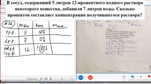 В сосуд, содержащий 5 литров 12-процентного водного раствора некоторого вещества, добавили 7 литров