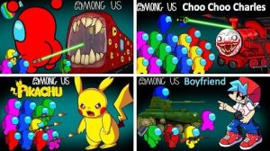 Among Us против пожирателя поездов-зомби, Чу-Чу Чарльза, Пикачу, бойфренда FNF