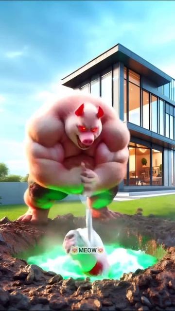 🐱💥🐷Котенок превращается в гигантскую СВИНЬЮ-МОНСТРА💦😲#анимация #суперкоты #веселыекоты #коты