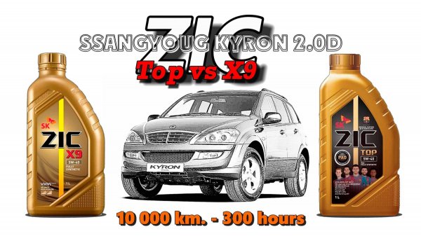 ZIC Top vs X9 5w40 (отработка из SsangYoung 2,0D - 10 000 км. 300 м.ч.)