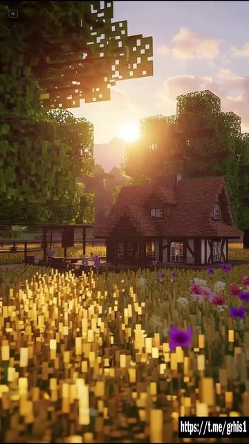 Minecraft Sunset Cottage | Cozy Voxel Vibes in 4K #minecraft #minecraft смотреть онлайн