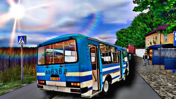 Omsi 2. ПАЗ-32051. Карта: Деревенька. Маршрут № 50.