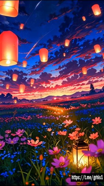 4K Anime Fantasy Scenery – Glowing Lanterns at Sunset смотреть онлайн