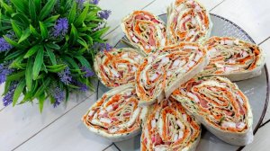 Рулет из лаваша. Самая вкусная и быстрая начинка. Лаваш с начинкой.