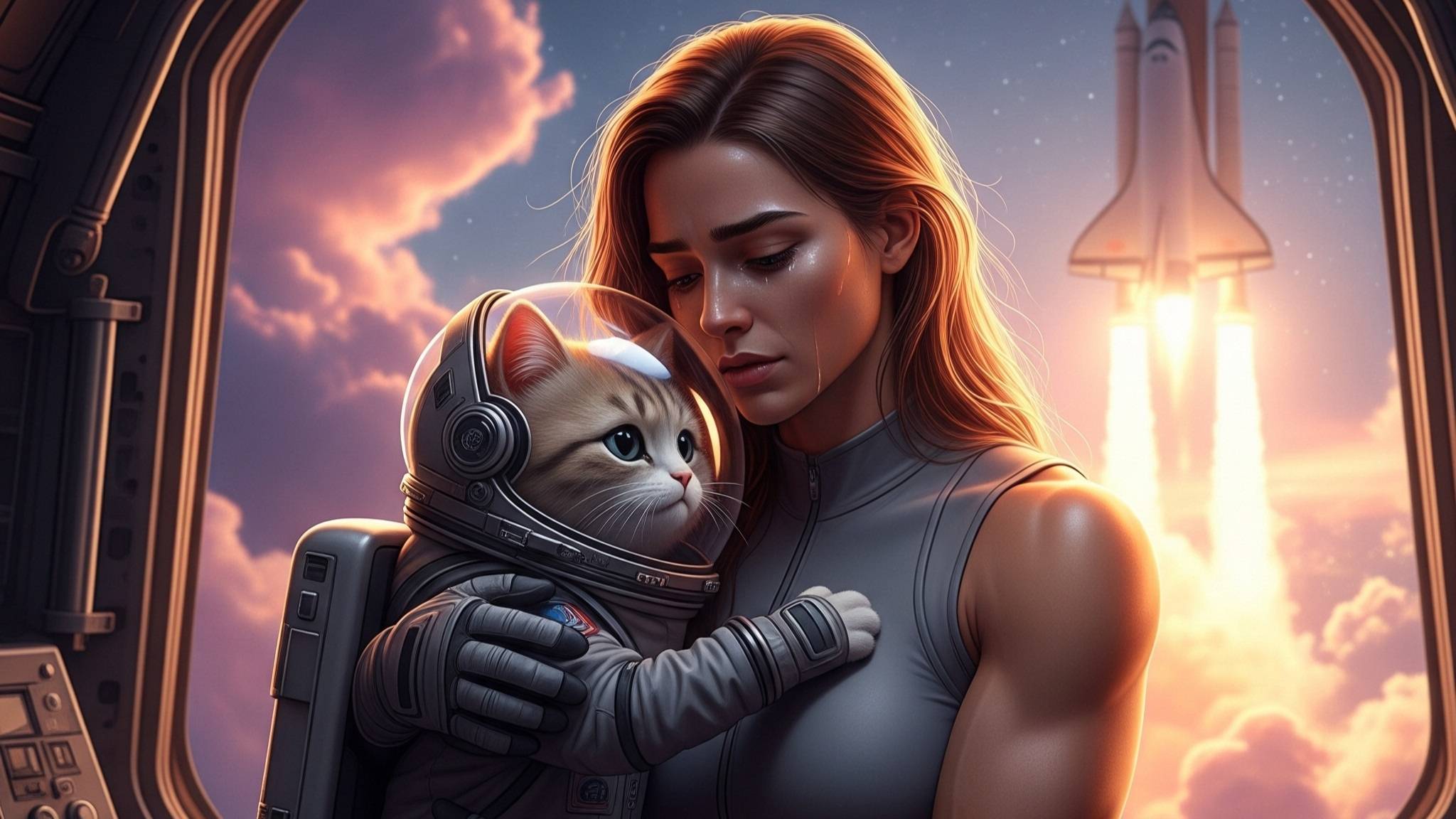 Сердца звёздной дружбы. Star Friendship Hearts. #cat #moralstories #catstory #ai #space #scifi #girl