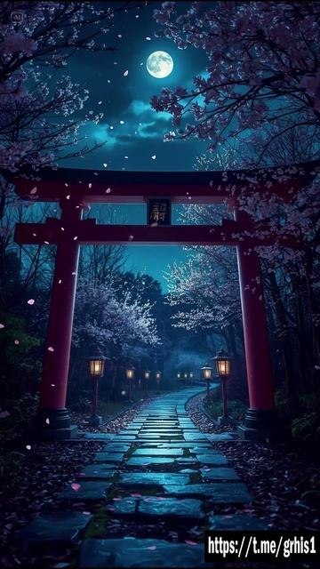 Magical Japanese Shrine at Night ✨ | Anime Aesthetic Background смотреть онлайн