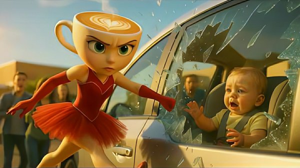 Балерина Капучина спасает ребенка из машины. Ballerina Capuccina