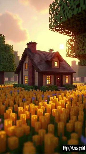 Minecraft Sunset Cottage | Cozy Voxel Vibes in 4K смотреть онлайн
