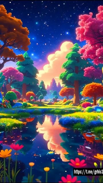 Magical Anime Forest – Pixar-Inspired Night Scene смотреть онлайн