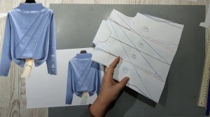 Моделирование. Толстовка без вытачек с косыми линиями на полочке. Выкройка № 1498.