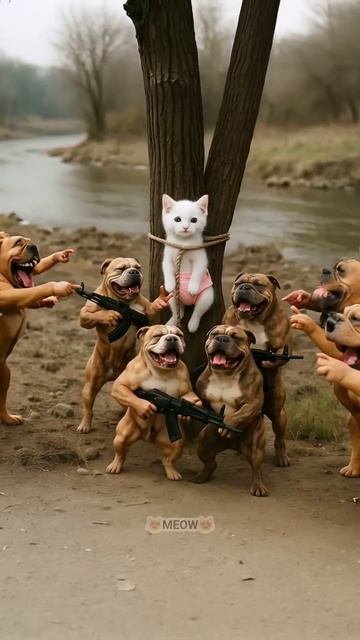 🐱🟢🐕Котенок и ПСЫ- ГАНГСТЕРЫ💣😲#анимация #суперкоты #веселыекоты #коты