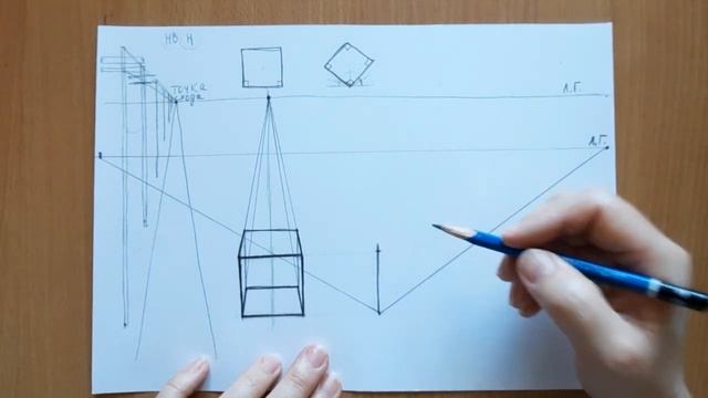 Рисунок. Построение перспективы куба смотреть онлайн