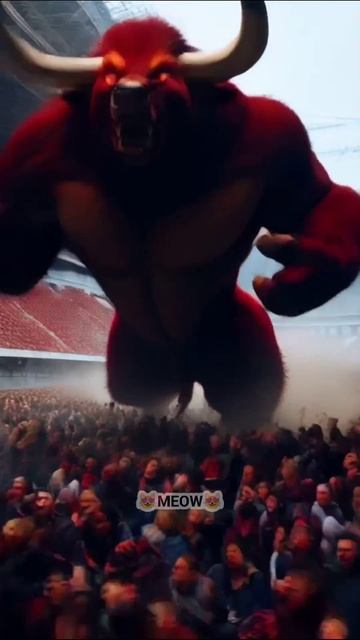 🐱💥🐂Котенок и гигантский Красный Бык❤️😱#анимация #суперкоты #веселыекоты #коты