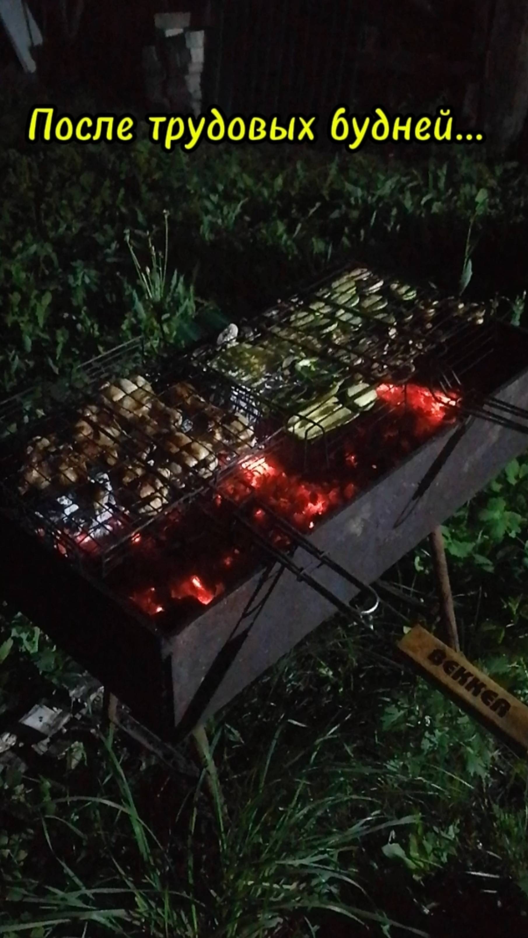 После трудовых будней... ГОТОВЛЮ МЯСО И ОВОЩИ НА УГЛЯХ... смотреть онлайн
