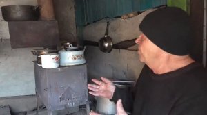 Печка для зимовья с барабаном