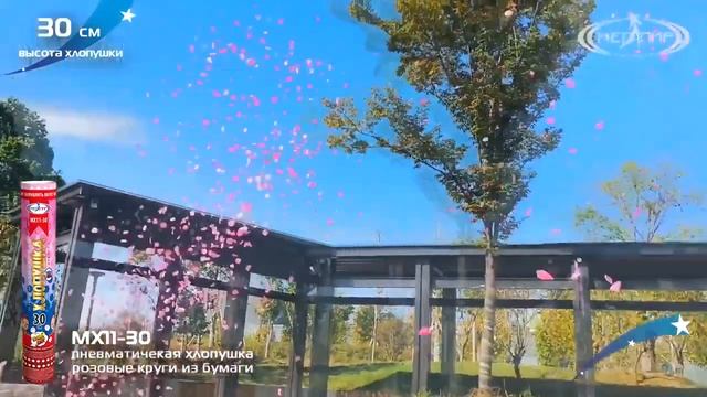 Пневмохлопушка 30 см Розовые бумажные круги МХ11-30 Мегапир смотреть онлайн