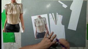Моделирование. Блуза с вытачками в горловине и цельнокроеным воротником-стойкой. Выкройка № 1514.