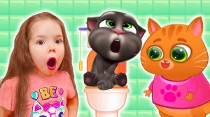 Мой Говорящий Том 2, котик Bubbu и Настя играют в игре | Настя помогает Бубу с Томом
