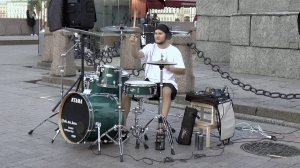 VikDrumLive. Видели ночь (Виктор Цой, гр. Кино) Барабанщик Витя зажигает на Стрелке В. О. (СПб)
