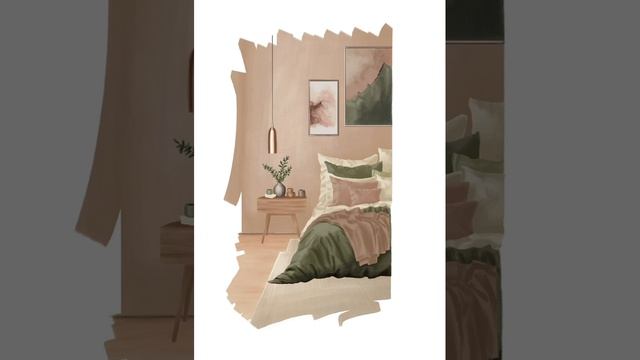 интерьер спальни в теплых тонах