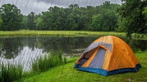 Слушать звуки природы для сна и успокоения. Дождь. Дождь бьет по палатке со звуками грома у пруда