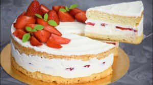 Ангельский торт с клубникой 🍓 Нежнейший десерт