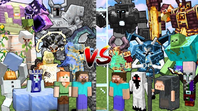 ВСЕ ДОБРЫЕ МОБЫ МАЙНКРАФТА против ВСЕХ ЗЛЫХ МОБОВ МАЙНКРАФТА в битве мобов Майнкрафта с модами смотреть онлайн