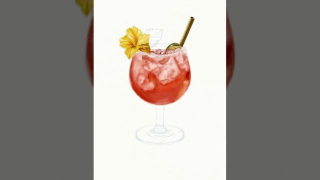 коллекция ярких акварельных коктейлей - красный 🍓