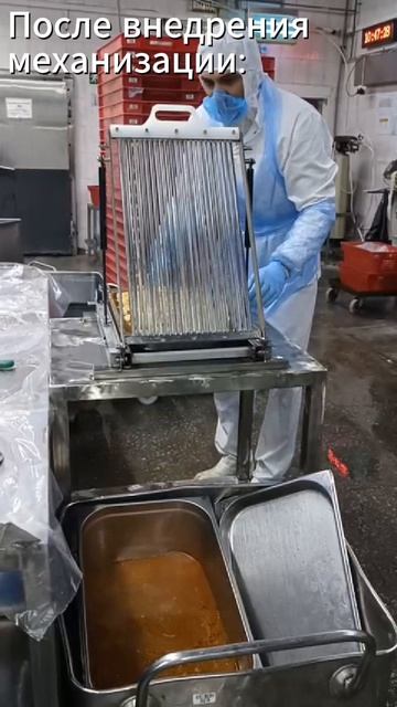 Механизация нарезки филе куриного после приготовления.