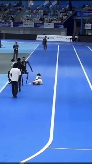 Восстание машин началось.На забеге робот сбил человека.