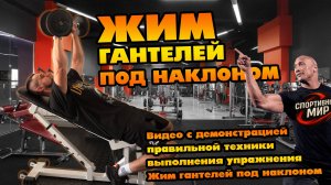 Жим гантелей лежа на наклонной скамье