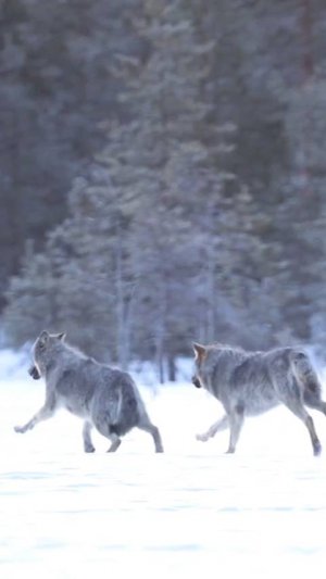 Волк ухаживает за волчицей