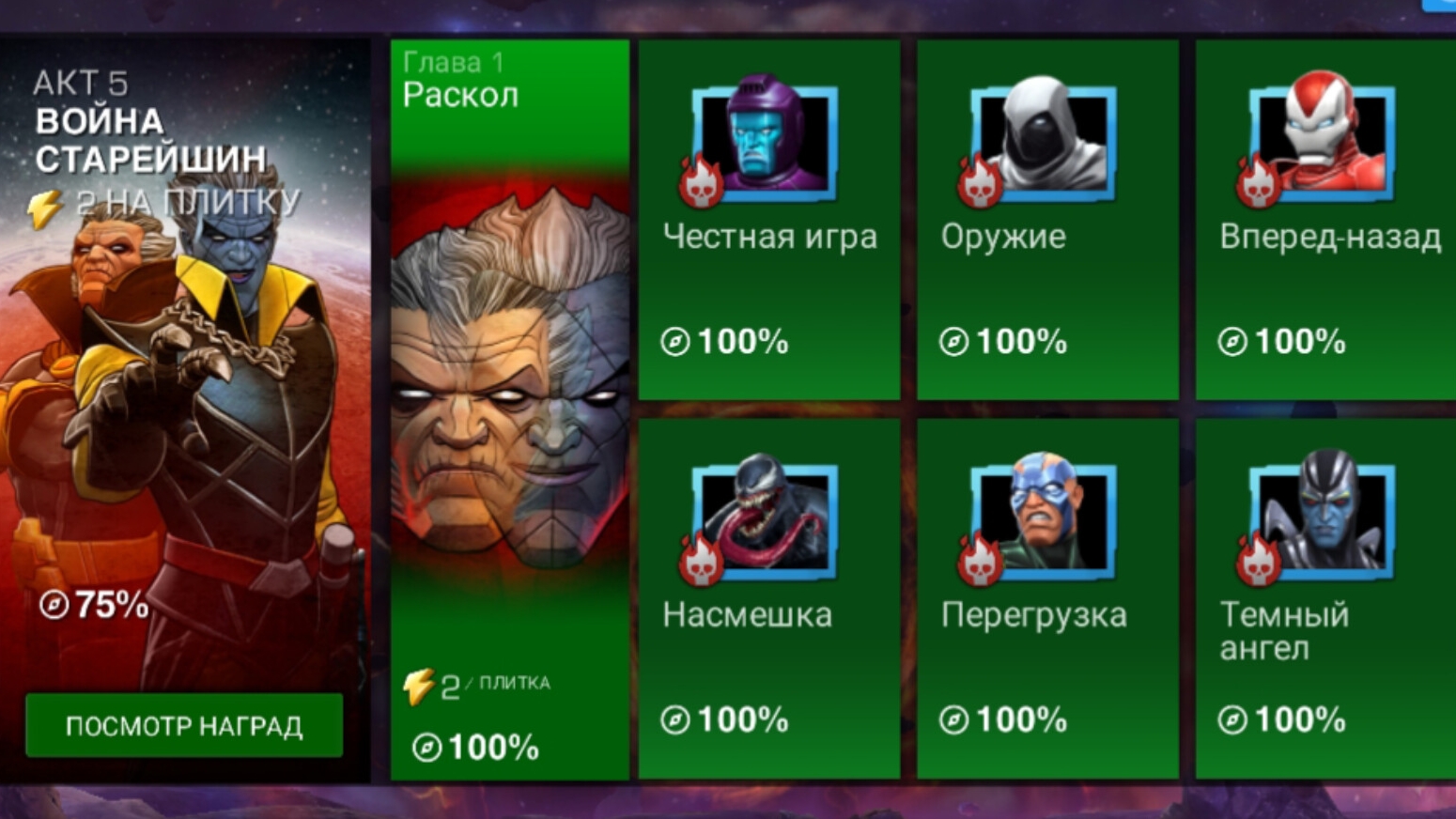 Marvel: Битва Чемпионов акт 5 - Война старейшин. Глава 1 - Раскол (сюжет)